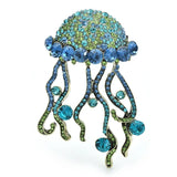 Women Shining Jellyfish Pins Rhinestone Beautiful Sea Animal Party Brooch