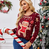 2025 New Year's Clothes Women's Christmas Sweater Cute Soft Knitwear Full Sleeve Casual Loose Xmas Outfit Jumpers Femme Pullover