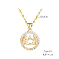 12 Zodiac Signs Necklace Copper Gold Plated Zodiac Signs Pendant Chain Ladies Necklace Birthday Jewelry Ladies Jewelry