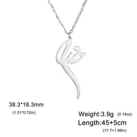 Jeshayuan Iranian Farsi God Necklace for Women Persian Calligraphy Love Pendant Mythology Symbol Amulet Stainless Steel Jewelry