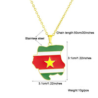 2024 New fashion stainless steel Republic of Suriname map flag necklace for women and men couples ethnic style accessories colla