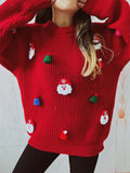 Handmade Decorative Christmas Sweaters Women Fashion Cute O Neck Long Sleeve Knitted Pullover Sweater Female Autumn Winter New