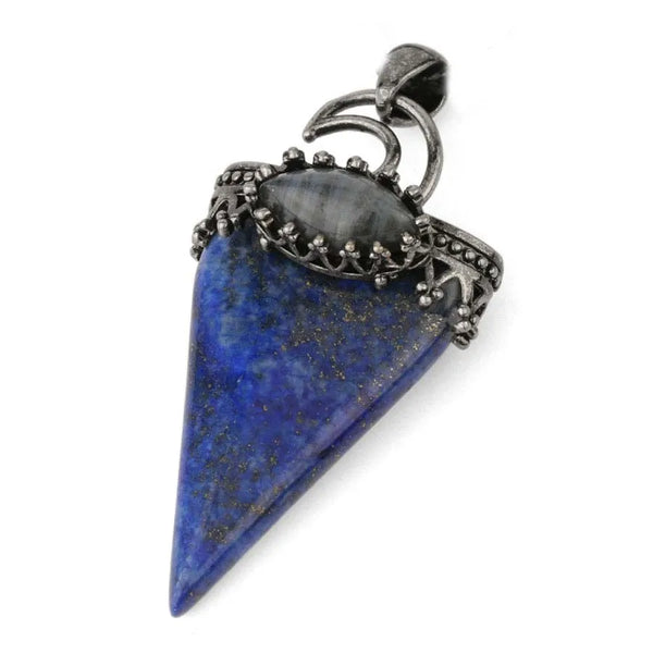 Crystal Triangle Moon Stone Pendants For Women Natural Amethyst Rose Quartz Labradorite Agate Stone Pendant Vingate Jewellery