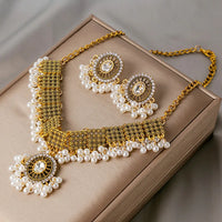 Luxury Retro Crystal Bridal Jewelry Sets for Women Ethnic Indian Gold Plated Wedding Necklace Earrings Sets Valentine's Day Gift