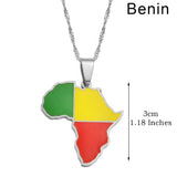 Anniyo 3CM Hip-hop Africa Map Pendant Necklace Jewelry Eritrea,Gambia,Guinea,Congo,Tunisia,Benin,Libay,Namibia,Chad,Botswana
