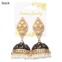 Bohemia Oorbellen Hangers Vintage Gypsy Jhumka Indian Style Earrings Flower Pearl Beads Bell Shape