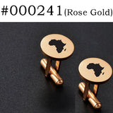 Anniyo (2 Pieces) Cufflinks for Men Women Gold Color/Silver Color Stainless Steel Cuffs Jewelry Africa Map Design #000141