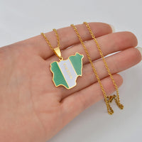 Anniyo 3CM Nigeria Map Flag Pendant Necklaces Nigerian Maps Jewelry National Day Gifts @120762