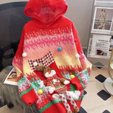 New Year Sweater Christmas Rainbow Long Sweater Autumn and Winter New Lazy Three-dimensional Hooded Cartoon Loose Thick Sweater