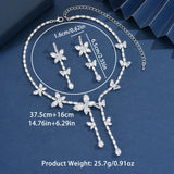 Women's fashionable butterfly tassel zircon necklace earring jewelry set, with a light luxury design and a high-end feel