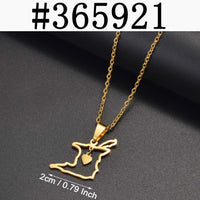 Anniyo 2CM Outline Heart Trinidad and Tobago Map Pendant Necklaces For Women Girls Trendy Ethnic Jewelry @365921