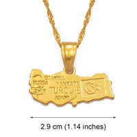 Anniyo TUROUIE / Turkey map pendant & necklace chain women turkish flag Gold Color Jewelry Turkiye Cumhuriyeti for Girl @007210