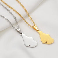 Anniyo Heart Montserrat Map Pendant Chain Necklaces Stainless Steel Jewelry United Kingdom @327021