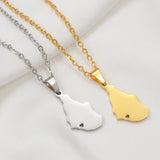Anniyo Heart Montserrat Map Pendant Chain Necklaces Stainless Steel Jewelry United Kingdom @327021