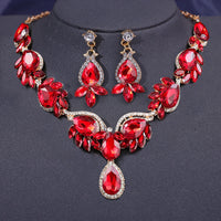 Fashion Crystal Necklaces Multiple Colors Rhinestone Choker Necklaces earrings set for Women Bridal Weddings Jewelry Party