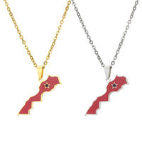 Morocco map pendant stainless steel necklace famous ethnic style female niche design sense of light luxury geometric drip oil je