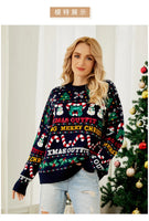 Fairyshely 2025 Winter Christmas Loose Knitted Sweater Women Casual Print Pullover Autumn Lady Casual O Neck Long Sleeve Jumper