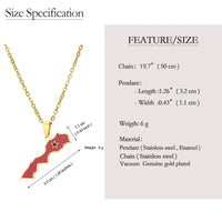 Morocco map pendant stainless steel necklace famous ethnic style female niche design sense of light luxury geometric drip oil je