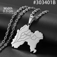 Anniyo Punjab State Pendant Necklace Stainless steel Jewelry for Women Men @303301