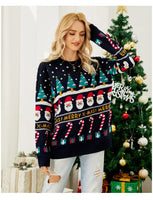 Autumn And Winter Christmas Tree Sweater Pullover Small Snowman Sweater New Fashion Elegant Casual Loose Top Sweater 2025