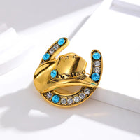 New U Letter Hat Design Brooch Shiny Rhinestone Men's Suit Denim Hat Pin Jacket Women's Corsage Jewelry Gifts