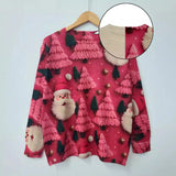 2024 New Autumn And Winter Fashionable And Cute Christmas All-over Printed Round Neck Mink Fur Printed Sweater