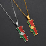 Anniyo Portugal Map Flag Pendant Necklaces for Women Girls Jewelry Portuguese Charms Maps @326921