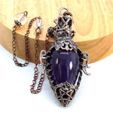 Water Drop Crystal Pendulum for Dowsing Spiritual Divination Natural Amethyst Rose Quartz Onyx Antique Pendulums Pendant Pendulo