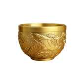 Good Luck Phoenix Cylinder Ornament Traditional Hand Carved Brass Drinking Cup Pure Brass Brass Feng Shui Bowl Living Room