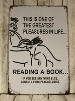 1d,One of the Greatest Pleasures in Life is Reading a Book Tin Metal Sign Funny