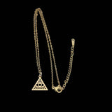 Stainless steel hollowed-out triangular devil's eye pendant necklace, square pendant collarbone chain women's accessories