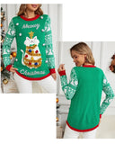Y2k Style Women's Christmas Sweaters 3d Cartoon Cat Knitted Jumper Full Sleeve O Neck Soft Loose Knitwear Xmas Look Pullover Top