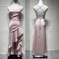 Sexy Satin Club Evening Party Dresses 2025 Summer Women Clothing Elegant Ruffle Irregular Backless Bandage Long Maxi Dress
