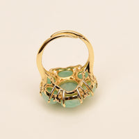 G-G Natural Amazonite Blue Crystal Cubic Zirconia Flower Shape Ring Fashion Gift