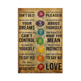 Don't do it if it doesn't feel right, yoga poster, chakra knowledge, chakra mudra and mandala, yoga quotes, seven chakras