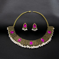 Luxury Elegant Crystal Wedding Jewelry Set Women Vintage Water Drop Earring Necklace Set Indian Gold Color Bijoux Bride Gift