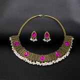 Luxury Elegant Crystal Wedding Jewelry Set Women Vintage Water Drop Earring Necklace Set Indian Gold Color Bijoux Bride Gift