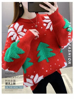 Christmas Sweater New Loose Velvet Thickened Knitted Bottoming Shirt Women Autumn and Winter Red Top