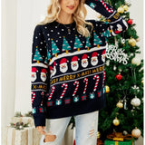 Vintage Style 2025 Christmas Women's Knitwear Warm Soft Sweaters Cartoon Print Casual Loose Jumper Xmas Look Female Pullover Top