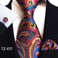 Royal Striped Paisley Ties For Men Luxury 8cm Necktie Pocket Square Cufflinks Gift Set Jacquard Weave Tie Suit Accessories
