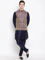 Indian Men's Traditional Long Top/pants/Nehru Vest Three Piece Men's Kurta Set