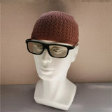 Winter Knitted Muslim Men Prayer Hats Unisex Beanies Cap Warm Islamic Ramadan Jewish Kippah Homme Hat Men's Wrap Head Caps