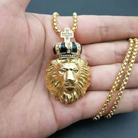 316L Stainless Steel Lion Animal Men crown corss Necklaces Chain Pendants Punk Rock Hip Hop Personality boy Jewelry