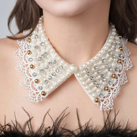 Pearl Beaded Lace Trim Collar Ribbons Women Necklace Wedding Jewelry for Clothes Dress  Beads Crystal Collar Wedding Jewelry