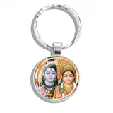 Hinduism Keychains Ganesha Vishnu Goddess of Kashmi Wealth Shiva Amulet Key Chain Glass Dome Keyring India Buddhism Jewelry Gift