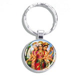 Hinduism Keychains Ganesha Vishnu Goddess of Kashmi Wealth Shiva Amulet Key Chain Glass Dome Keyring India Buddhism Jewelry Gift