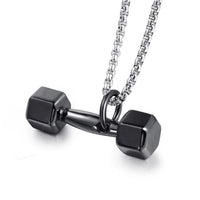 FIREBROS 2025 New Stainless Steel Vintage Gym Fitness Dumbbel Pendant Necklace Men Women Hiphop Rock Jewelry Gift Dropshipping