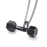 FIREBROS 2025 New Stainless Steel Vintage Gym Fitness Dumbbel Pendant Necklace Men Women Hiphop Rock Jewelry Gift Dropshipping