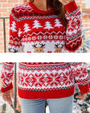 2025 New Trendy Lazy Style Printed Flannel Casual Pullover Christmas Knit Sweater For Women Autumn/Winter Knitted Sweater