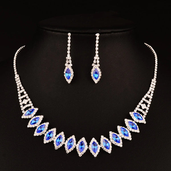 Ladies' fashionable design necklace earrings jewelry set suitable for weddings, gatherings, holidays, gifts